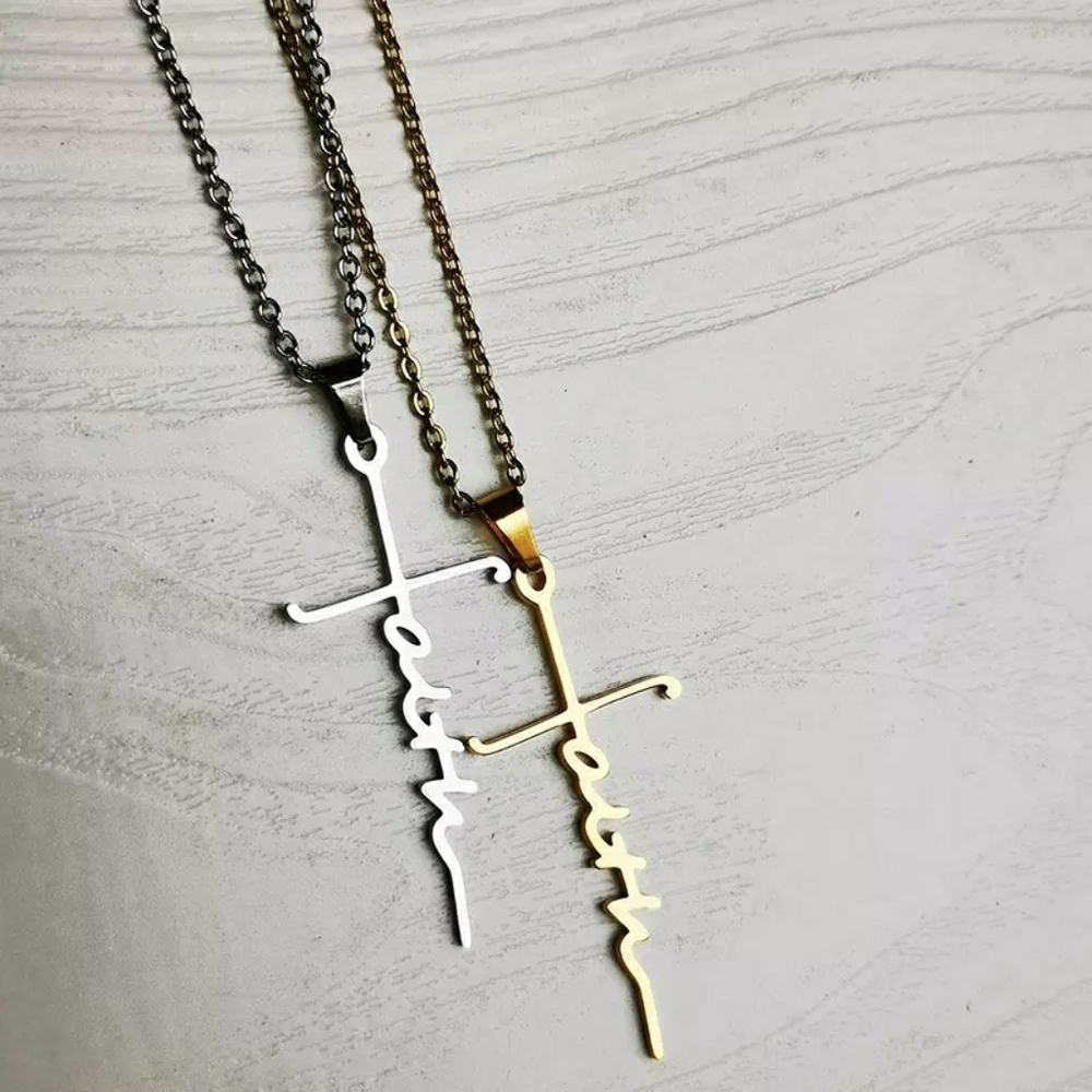 FAITH Necklace Gold Silver Rose Black - Picture 4 of 4
